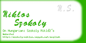 miklos szokoly business card